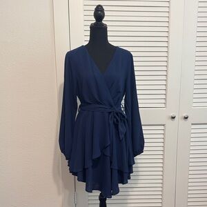 Elegant Navy Wrap Dress